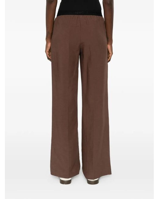 ERMANNO FIRENZE Brown Elasticated-Waistband Trousers