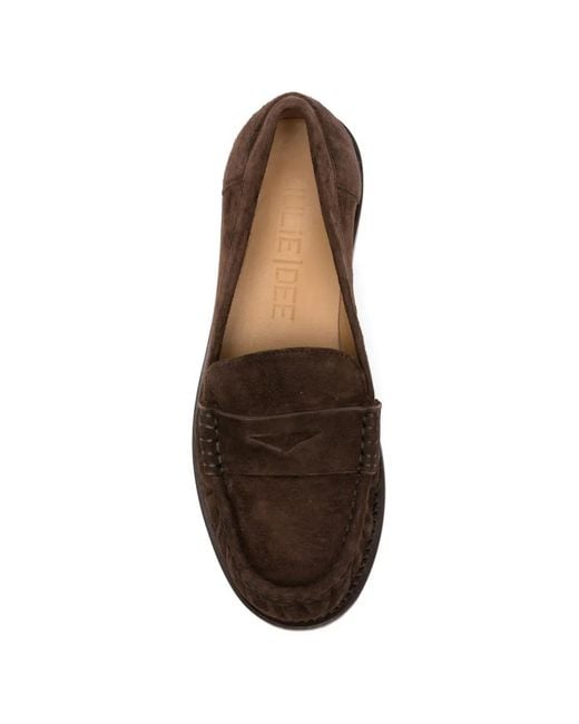 Julie Dee Brown Penny-Strap Suede Loafers