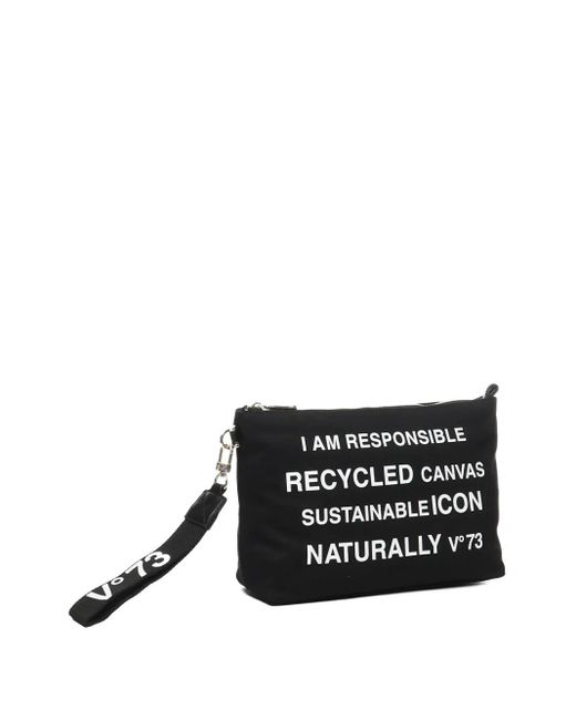 V73 Black Logo-Print Clutch Bag
