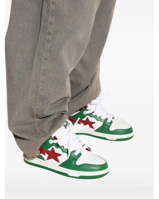 A Bathing Ape Green Sneakers mit Stern-Patch