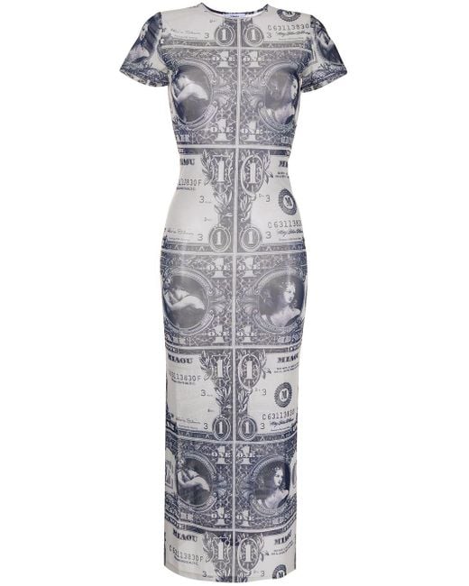 Miaou Blue Billie Money-print Dress