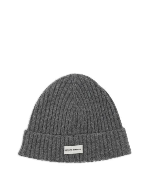 Bonnet En Maille Côtelée Officine Generale en coloris Gray