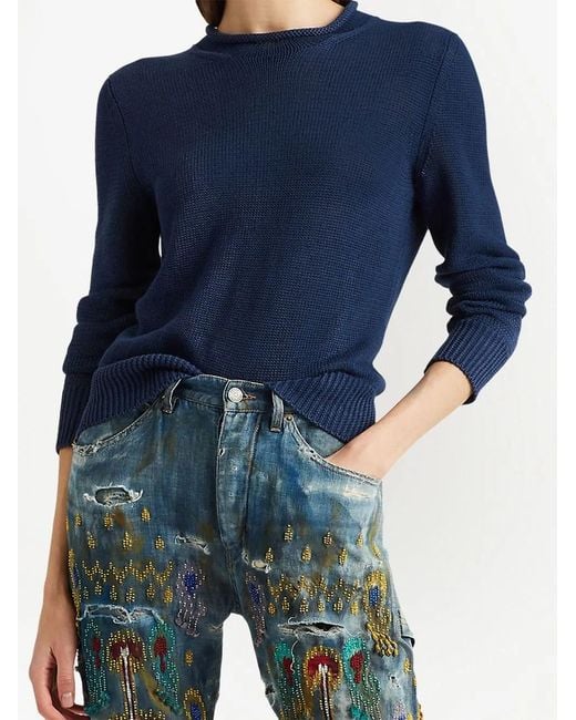 Ralph Lauren Blue Mock Neck Jumper