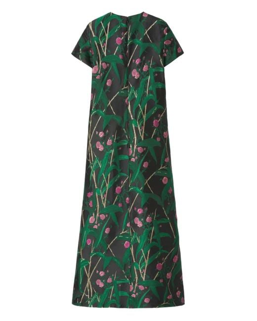 LaDoubleJ Green Floral Midi Day Dress