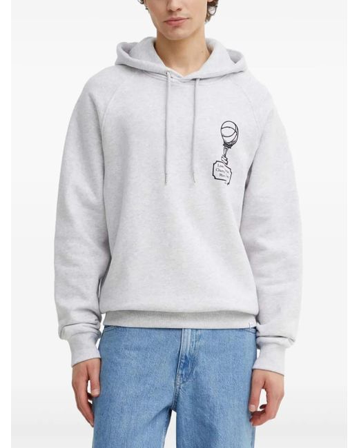 Les Deux Gray Graphic-Print Hoodie for men
