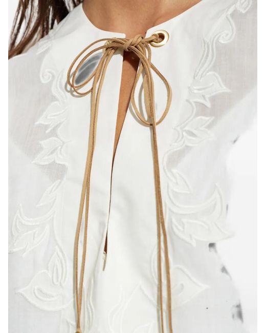 Zimmermann White Indra Floral-Embroidered Mini Dress