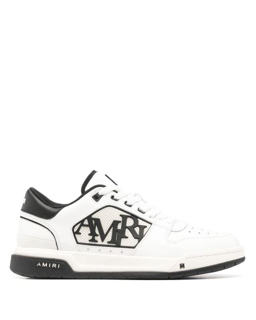 Amiri White Classic Low Sneakers aus Leder mit Logodetail und Besatz aus Veloursleder und Gummi