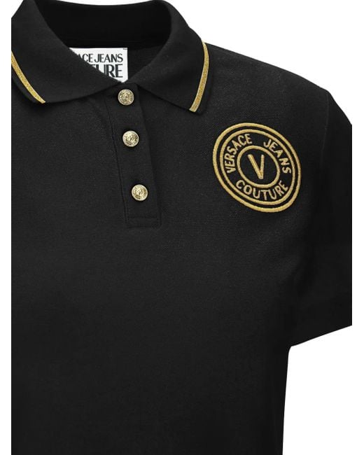 Versace Jeans Couture Black Logo-Embroidered Polo Shirt