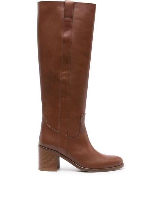 Via Roma 15 Brown Knee-high Leather Boots