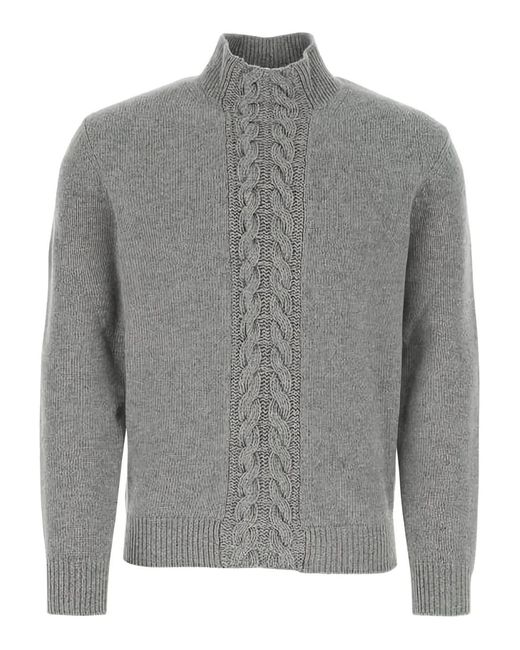 14 Bros Gray Virgin Wool Sweater for men