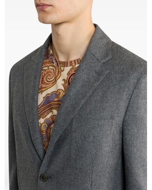 Etro Gray Single-Breasted Jacket for men