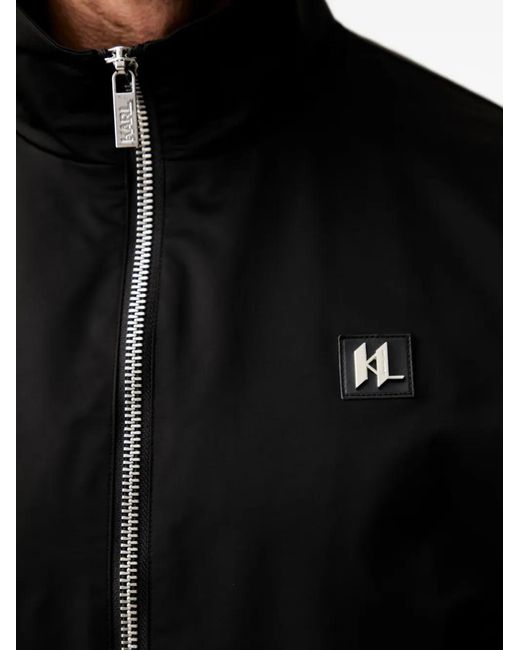 Karl Lagerfeld Black Logo-Patch Zip-Up Jacket for men