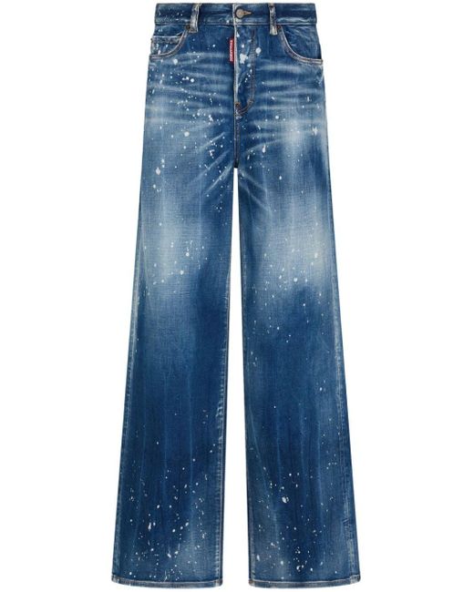 DSquared² Jeans Met Wijde Pijpen in het Blue