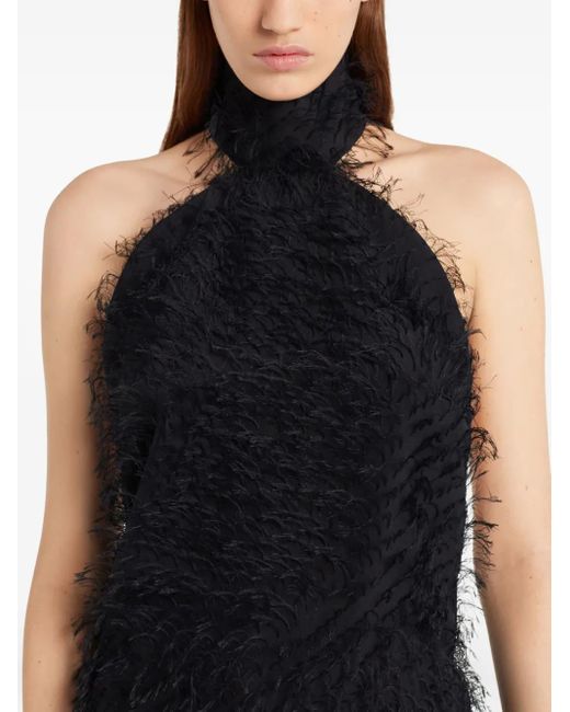 Courreges Black Neckholderkleid Mit Fransen