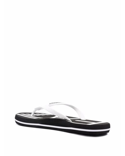 EA7 White Logo-Print Flat Flip Flops for men