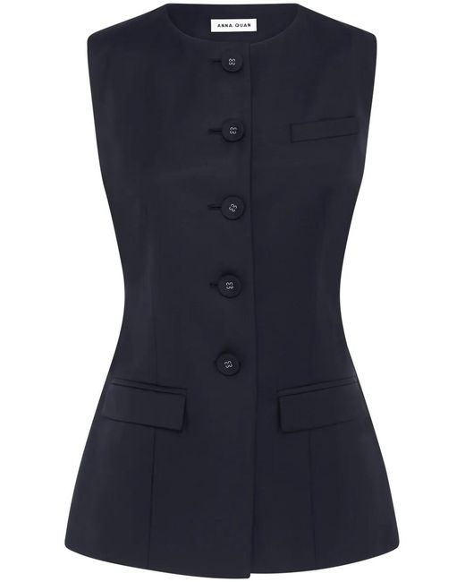 Anna Quan Blue Bailey Waistcoat-Style Wool Top