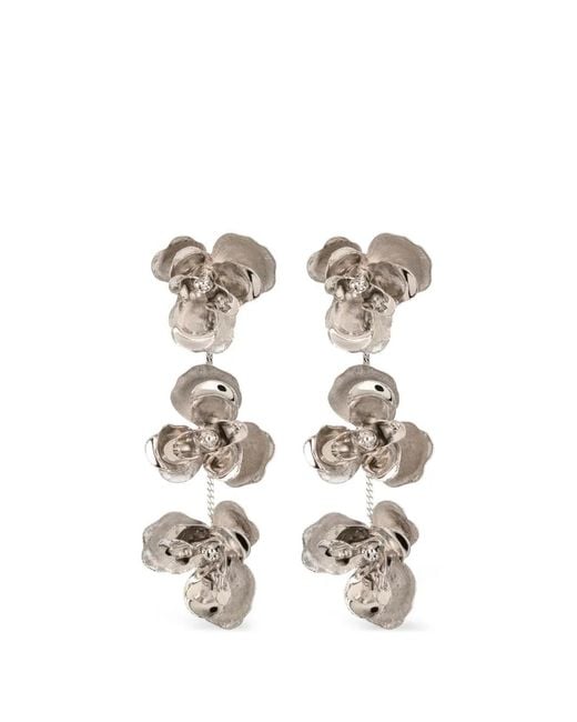 Jennifer Behr White Braelynn Floral Drop Earrings