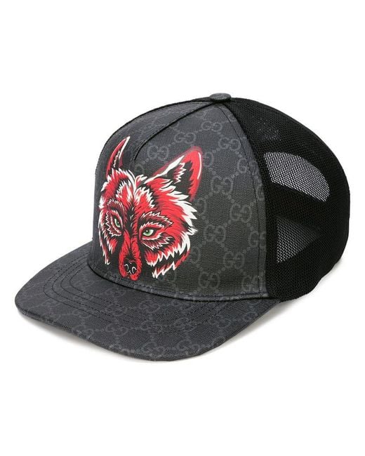 Gucci Black GG Fox Cap for men