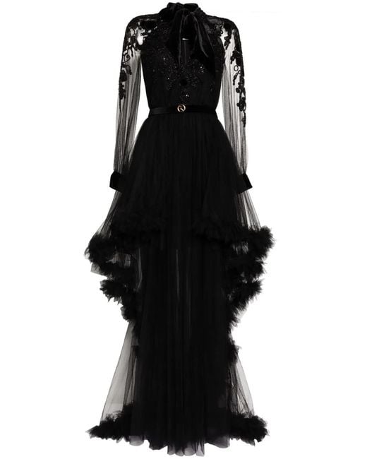 Saiid Kobeisy Black Bead-Embellished Dress