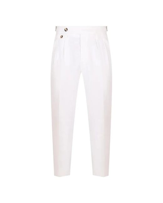 Brunello Cucinelli White Pleated-Front Trousers for men