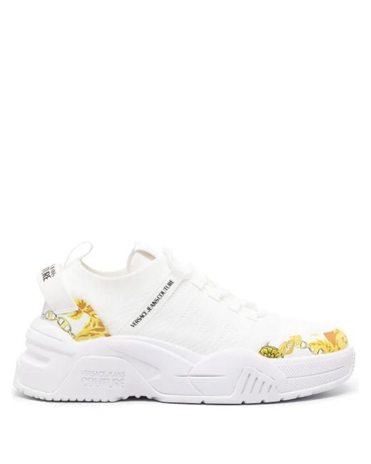 Versace Jeans Couture White Patterned Sneakers