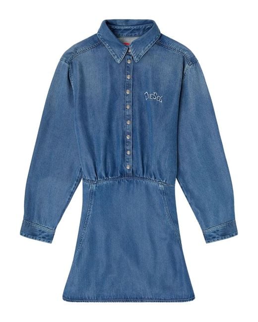 DIESEL Blue De-Drevia-S Buttoned Mini Dress