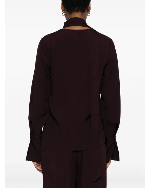 Raquel Diniz Black Neck-Tie Long-Sleeve Blouse