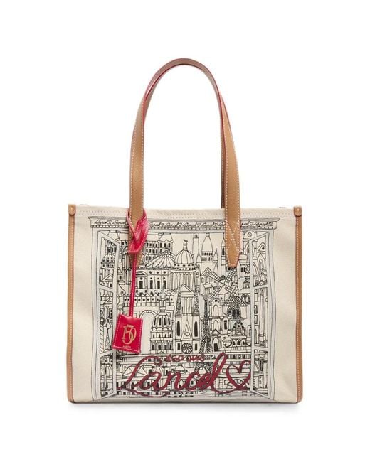 Lancel White Graphic-Print Canvas Tote Bag