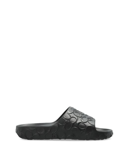 COACH White Bay Embossed Slides for men