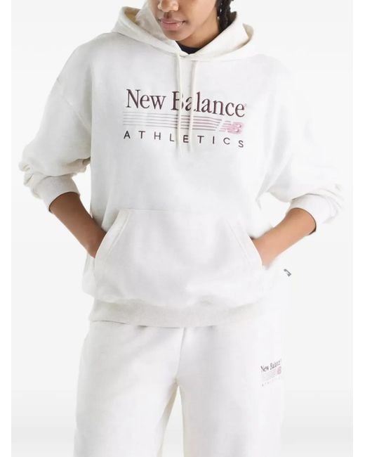New Balance White Trackside French Terry Hoodie