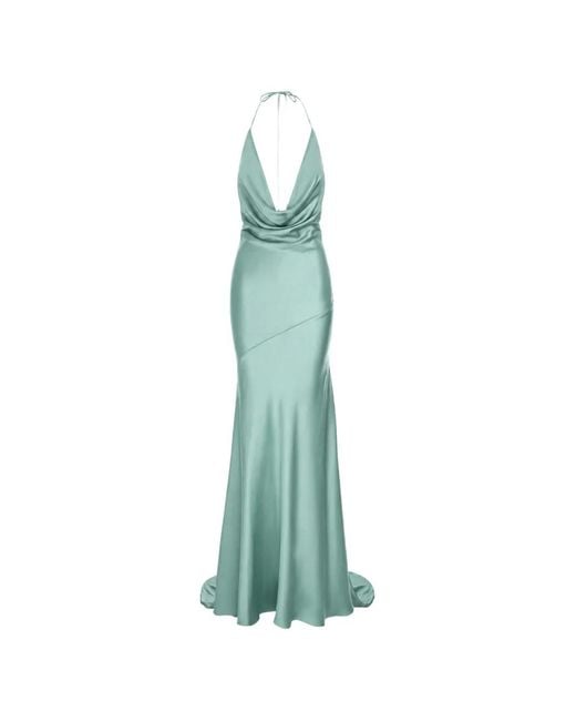 ROSERRY Green Ibiza Cowl-Neck Halterneck Maxi Dress