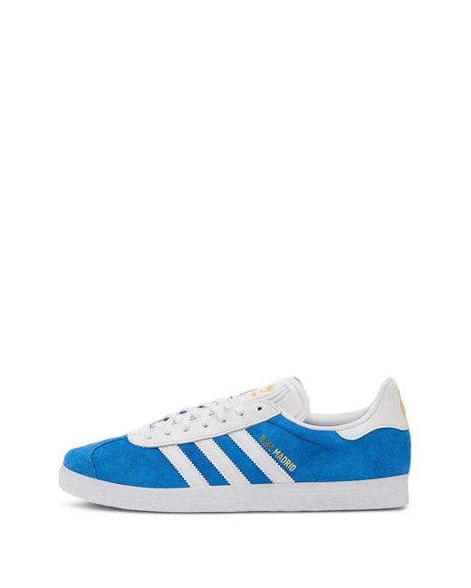 Adidas Blue X Real Madrid Gazelle Suede Three-Stripes Low-Top Sneakers for men
