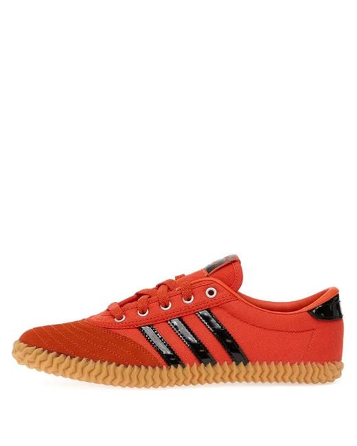 Adidas Red Volley Plimsole Three-Stripe Sneakers