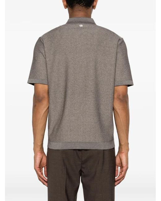 Agnona Gray Textured Polo Shirt for men