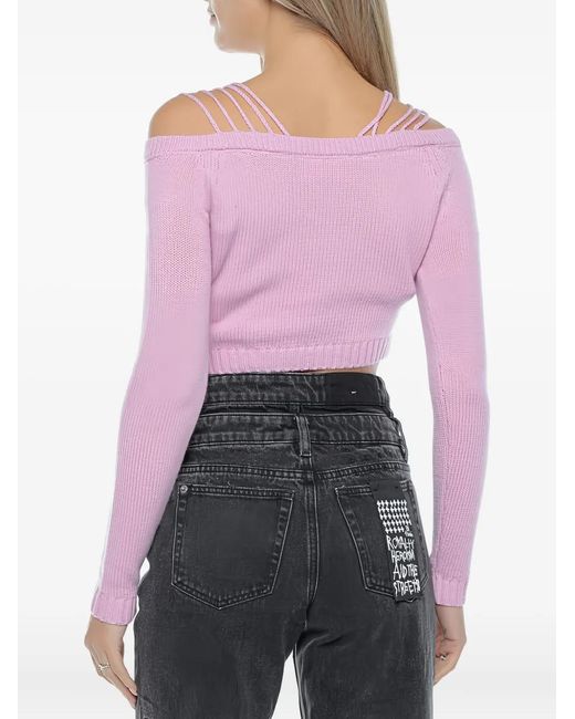 Chiara Ferragni Purple Off-Shoulder Knitted Top