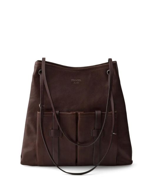 Prada Brown Route Large Leather Bag