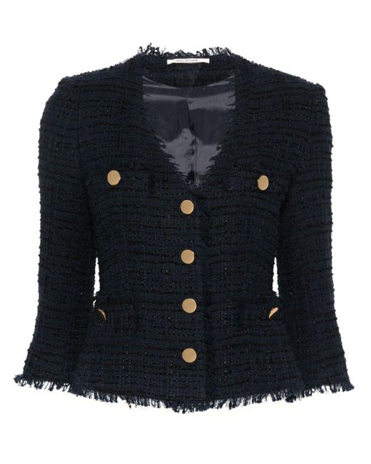 Tagliatore Blue Frayed-Edge Tweed Jacket