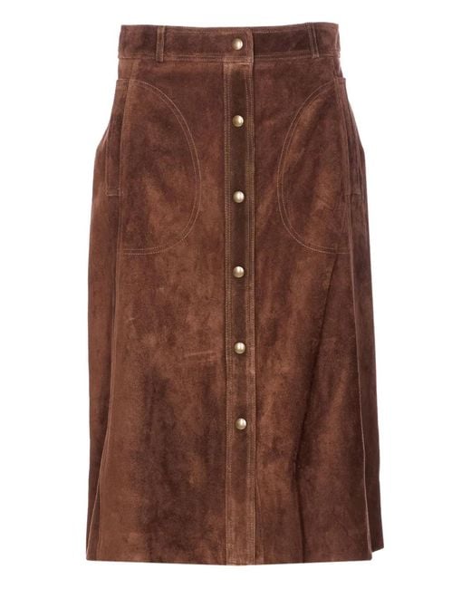 Falda Midi Con Botones En El Frente Arma de color Brown