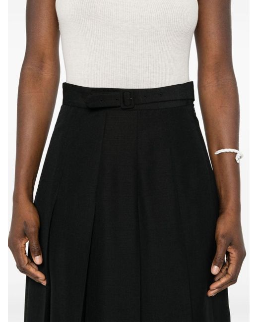 Auralee Black Tropical Fully-pleated Maxi Skirt