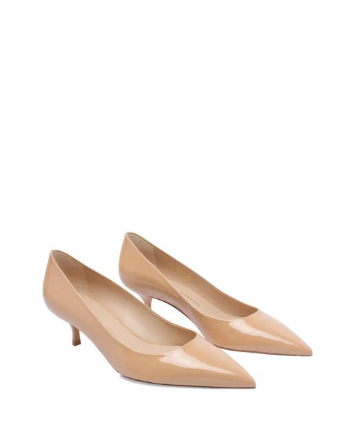 Stuart Weitzman Natural 50Mm Leather Heeled Pumps