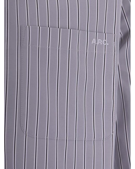 A.P.C. Gray Stripe-Pattern Shirt for men