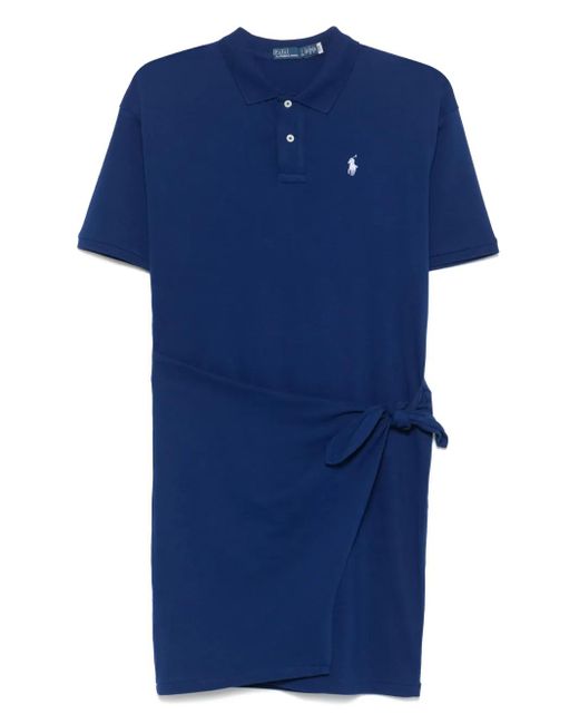 Polo Ralph Lauren Mini-Jurk Met Gedrapeerd Vlak in het Blue