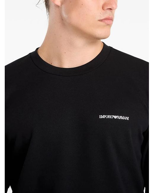 EA7 Black Logo-Print Sweatshirt for men