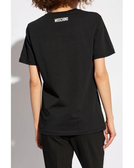 Moschino Black T-Shirt Mit Grafischem Print