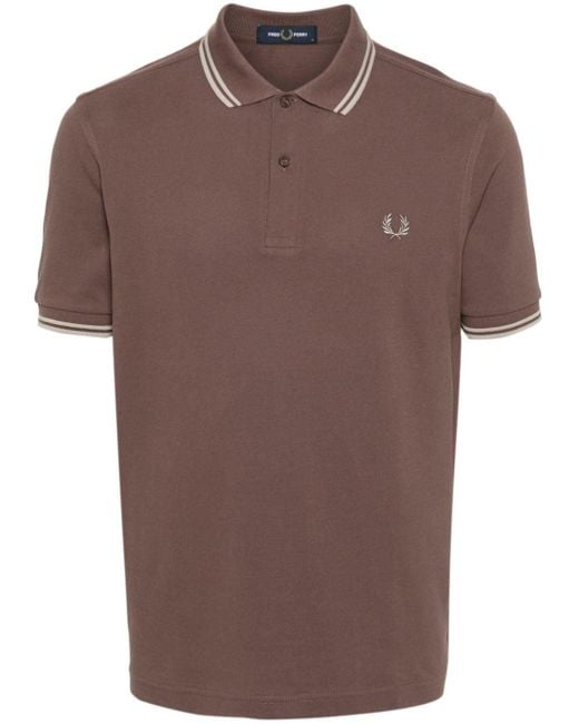 Fred Perry Brown Logo-embroidered Polo Shirt for men