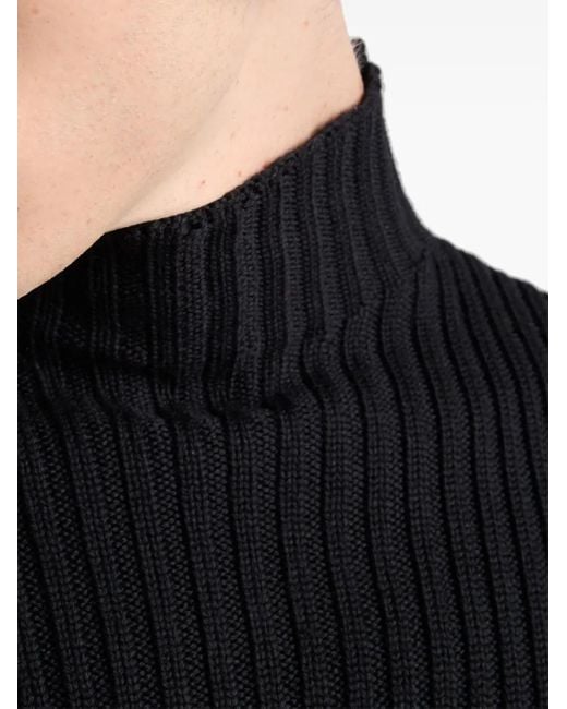 Pull Côtelé À Patch Logo Prada pour homme en coloris Black
