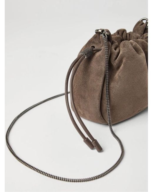 Brunello Cucinelli Brown Leather Shoulder Bag