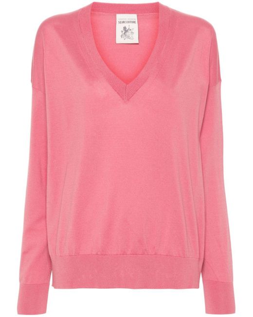 Semicouture Long-sleeve Cotton Jumper Pink