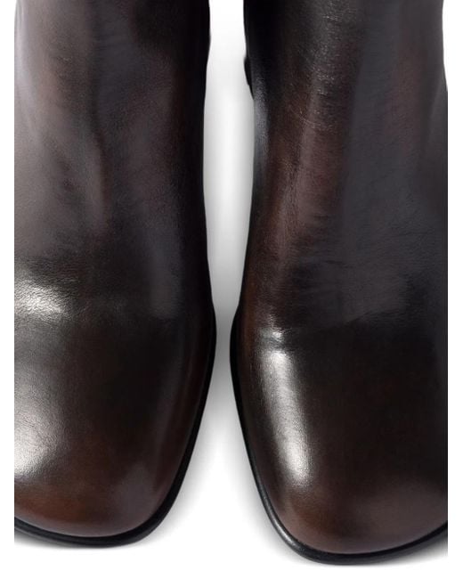 Miu Miu Black Block-Heel Leather Boots