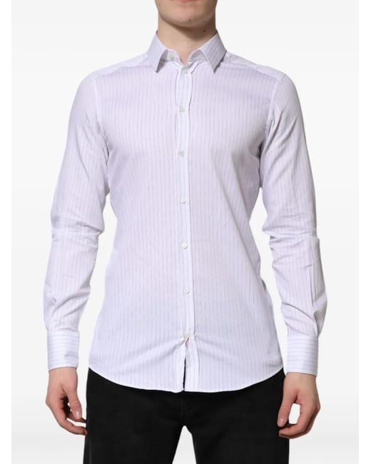 Dolce & Gabbana Purple Striped Poplin Martini Shirt for men